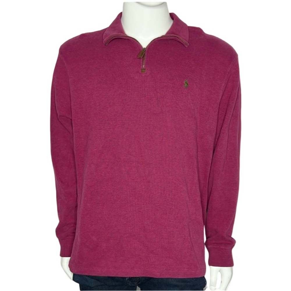Polo Ralph Lauren Mens‎ Flame Purple Cotton 1/2 Zip Sweater size Xl